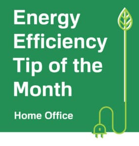 Home office energy tip graphic