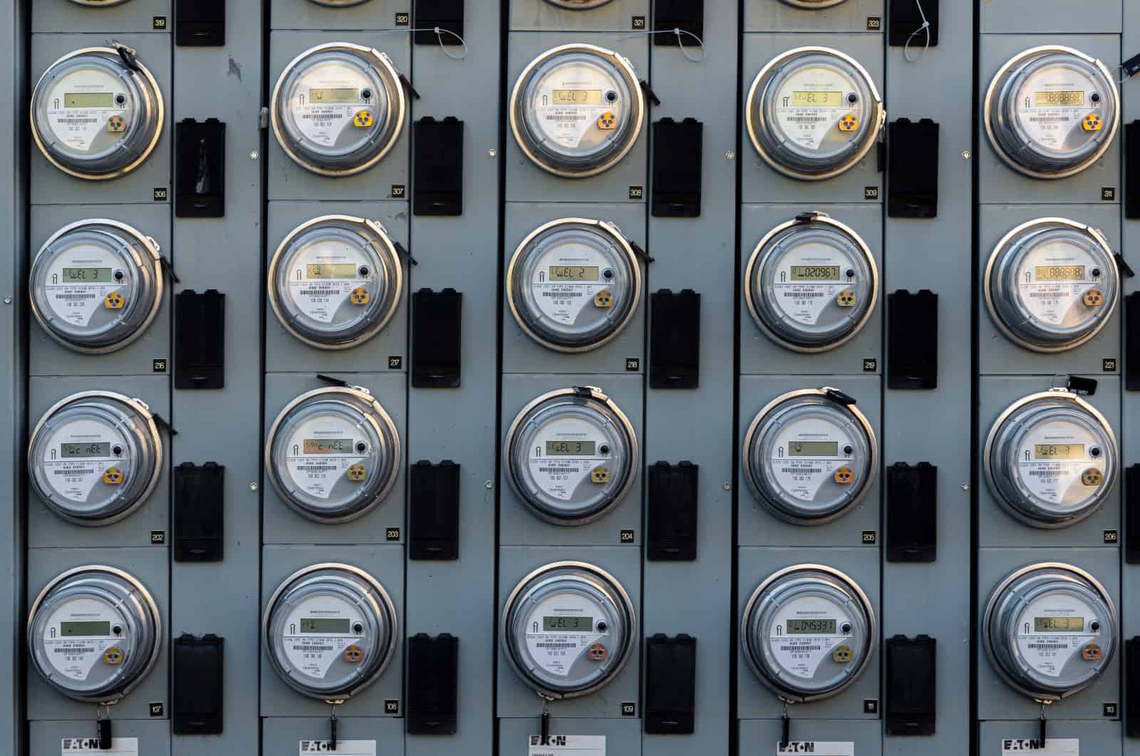 Rows of electrical meters are pictured